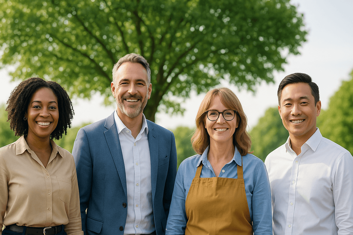 Confident small business owners planning for retirement